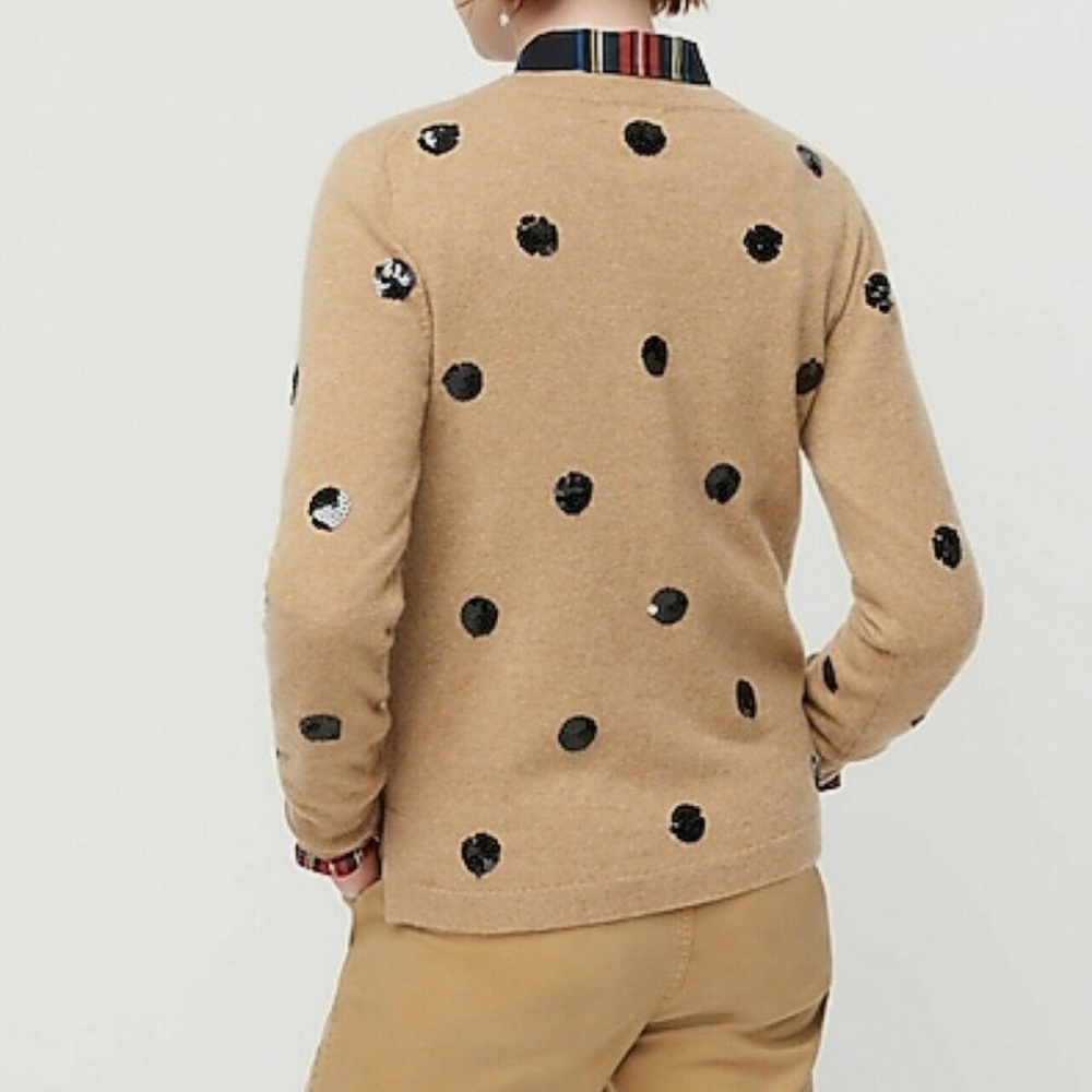 J. Crew Everyday Cashmere Crewneck Sweater with Sequin Polka Dots - Picture 2 of 5